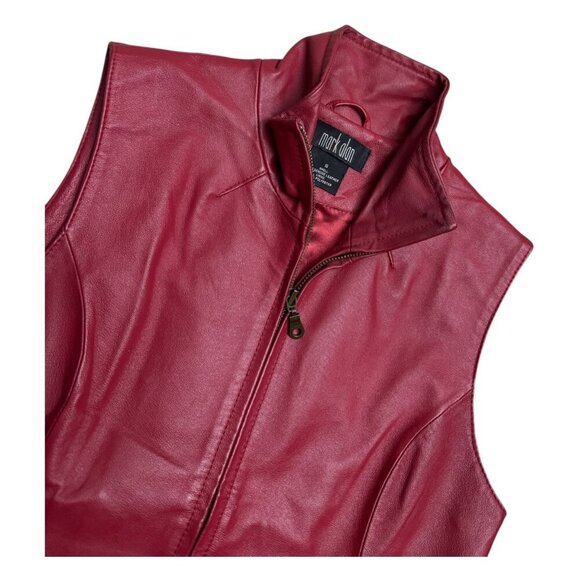 VINTAGE MARK ALAN Genuine Red Leather Luxury Designer Retro Vest Womens Small - Picture 5 of 6